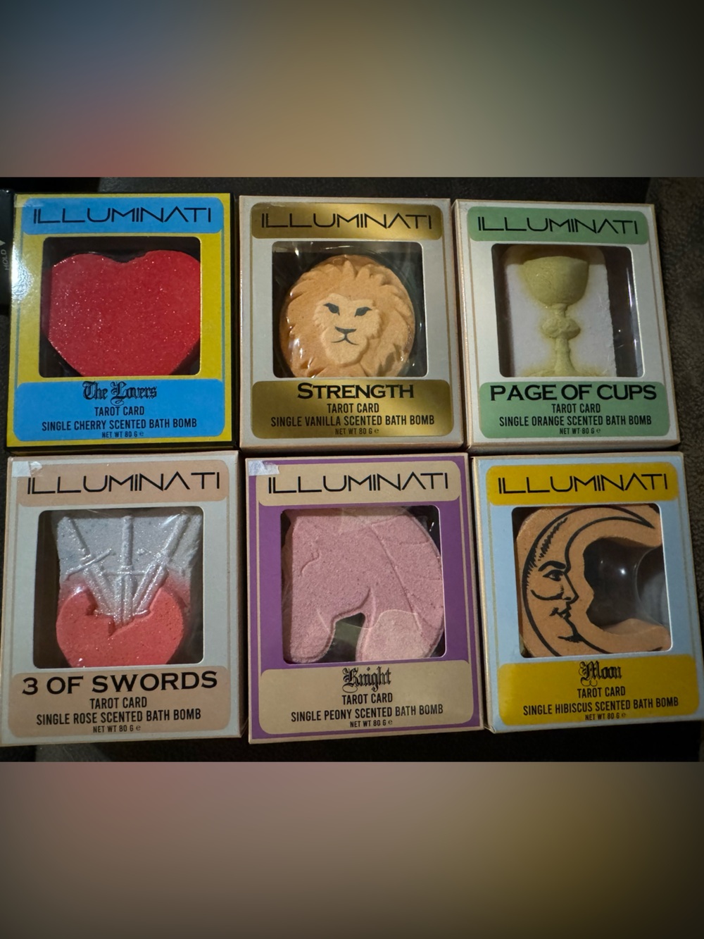 12 Illuminati Tarot Card Bath Bombs - Assorted Colors 2 of each shown